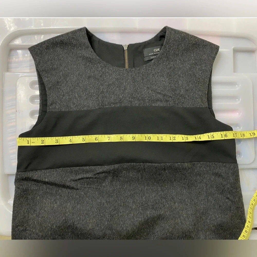Cue Wool Blend Tank Top Grey & Black Relaxed Box Fit Sleeveless Size 8 to 10 - Picture 6 of 8